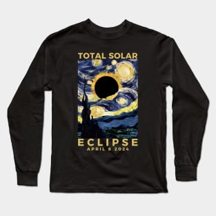 Van Gogh Starry Night Total Solar Eclipse April 8 2024 Long Sleeve T-Shirt